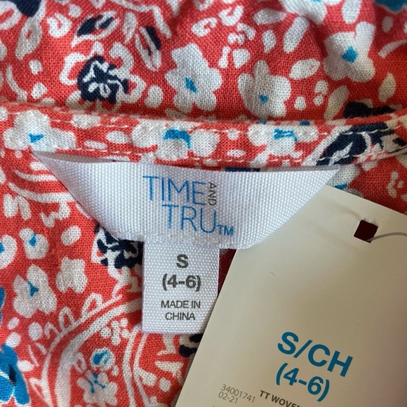 Time And Tru Womens Blouse Multicolor Paisley Sleeveless V Neck S 4-6 New - Picture 5 of 5